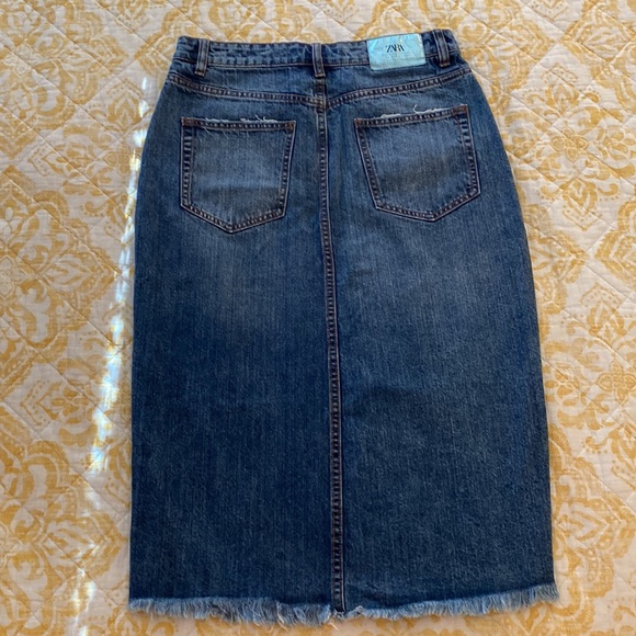 Zara Skirts Zara Denim Midi Skirt Poshmark